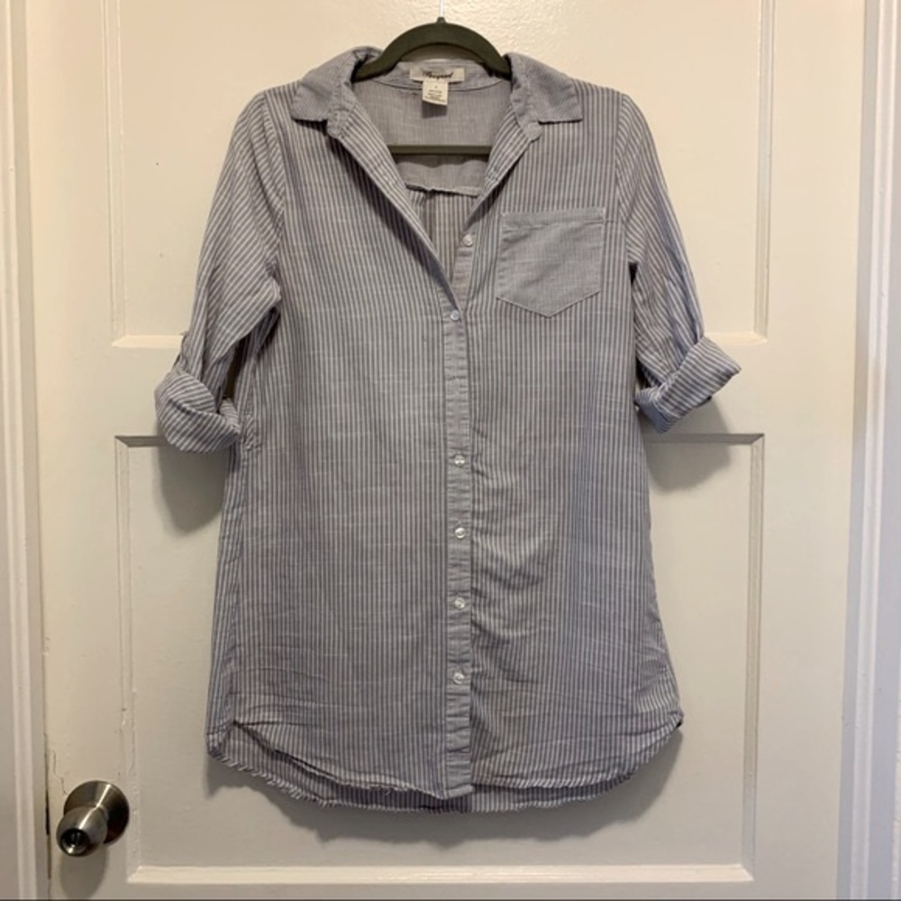 Passport Blue Striped Cotton Button Up Dress | S